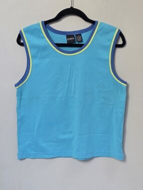 ERIKA Bright Turquoise Sleeveless Tank with Contrast Trim